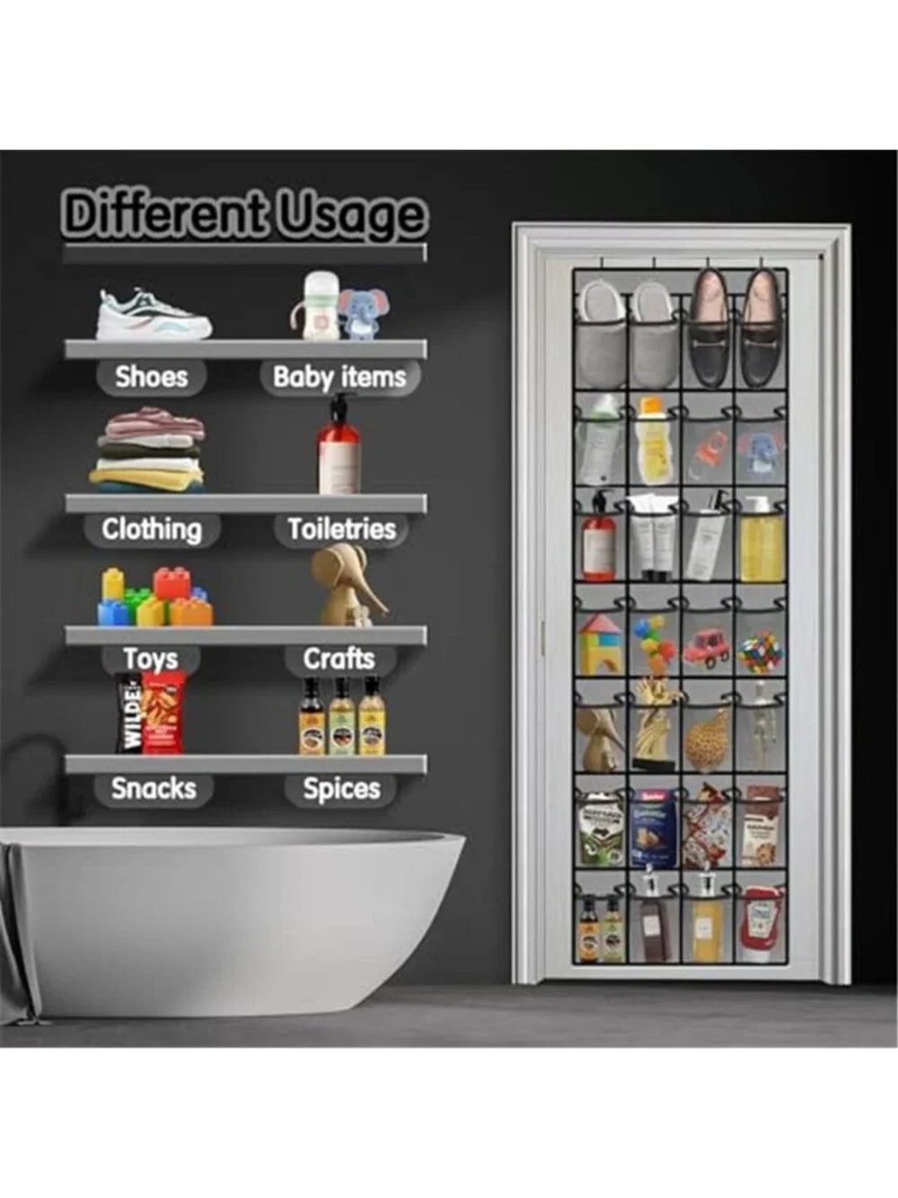 Over The Door Shoe Organizer 28 Pocket Hanging Shoe Rack Closet Storage Gray